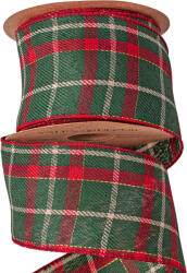  Karácsonyi skótkockás szalag drótos szegéllyel 63mm x 10m (KR6310-06)