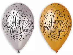  Happy New Year feliratos lufi csomag - 6 db-os, arany-ezüst (207165)