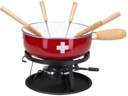 Nouvel Switzerland Sajtfondü szett "Svájci kereszt", zománcozott, 9 részes