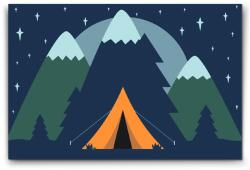  Festés számok szerint - Kemping az erdőben Méret: 20x30cm, Keretezés: Keret nélkül (csak a vászon)