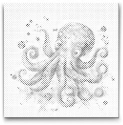  PontPöttyöző - Vidám polip Méret: 50x50cm, Keretezés: Kartonlemezen, Szín: Kék