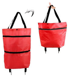 Flippy Geanta Pliabila, Flippy, 2 in 1, Carucior cu Roti, pentru Cumparaturi, 19 l, Rosu, Plastic, 39 x 46 x 12 cm (teo-126379)