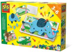 SES Creative Placă perforată mozaic cu puzzle-uri de animale (14890)