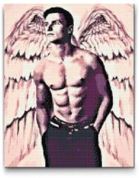  Gyémántszemes kirakó - Angyali férfi Méret: 40x50cm, Keretezés: Keret nélkül (csak a vászon), Gyémántok: Kerek