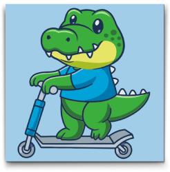  Festés számok szerint - Krokodil rollerrel Méret: 30x30cm, Keretezés: Műanyagtáblával