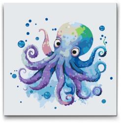  Festés számok szerint - Vidám polip Méret: 30x30cm, Keretezés: Kartonlemezen