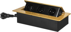ORNO Priză pentru mobilier 3x2P+E, aurie, cablu de 1, 5m (O-OR-GM-9033_C)