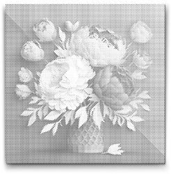  PontPöttyöző - Pünkösdi rózsa csokor Méret: 50x50cm, Keretezés: Kartonlemezen, Szín: Zöld