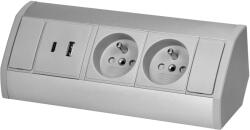 ORNO Panou cu prize 2x220V + 2xUSB A/C, gri-argintiu (O-OR-GM-9039_G)
