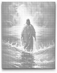 PontPöttyöző - Jézus vízen jár Méret: 30x40cm, Keretezés: Műanyagtáblával, Szín: Kék