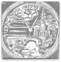  PontPöttyöző - Absztrakt óra Méret: 50x50cm, Keretezés: Kartonlemezen, Szín: Kék