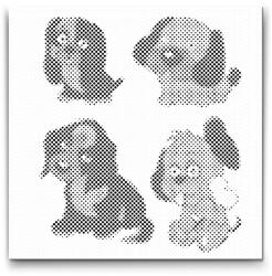  PontPöttyöző - Aranyos kiskutya Méret: 30x30cm, Keretezés: Kartonlemezen, Szín: Kék