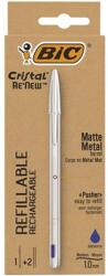 BIC Cristal Re`New golyóstoll 0,32 mm, kupakos, ezüst tolltest, kék betét (BC997202)