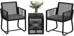 Outsunny Polyrattan kerti bútor 2 személyes bistro szett fekete 863-140V00BK