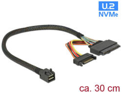 Delock Kábel Sff-8643 Dugó U. 2 Sff-8639 Hüvely + Sata Tápcsatlakozó 30 Cm