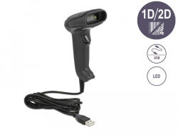 Delock USB Vonalkódolvasó 1D és 2D kapcsolódó kábellel - German Version