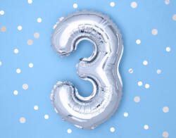  3 szám ezüst kis lufi - partywebshop
