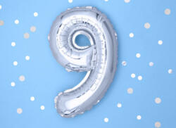  9 szám ezüst kis lufi - partywebshop