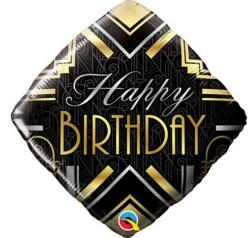  Fekete-arany szülinapos szögletes lufi - partywebshop