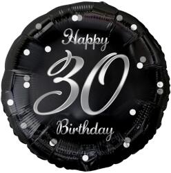  Fekete-ezüst 30-as fólia lufi - partywebshop