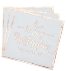  Fehér-rosegold szülinapi szalvéta 16 db