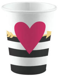  Szív mintás csíkos pohár 8 db