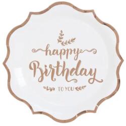  Fehér-rosegold szülinapi tányér 8 db