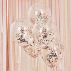  Rosegold konfettis átlátszó lufi szett - partywebshop