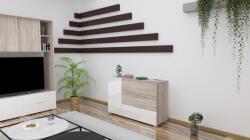  Carson komód - Sonoma tölgy - Magasfényű fehér 120 cm