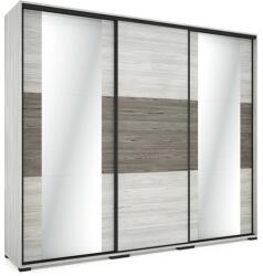 D1 Boston tolóajtós gardróbszekrény 279 cm 3 ajtós 2 db fózolt tükrös ajtóval