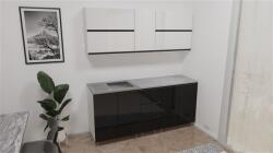  Kamilla magasfényű fehér-fekete konyhabútor 200 cm