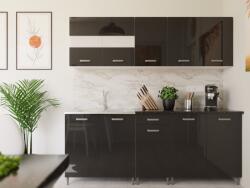 FN Akciós fekete magasfényű konyhabútor 200/60 cm