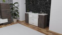 Kiss Zsolt Ivon komód 160 cm 36 mm tetővel Iszap tölgy - MF fehér