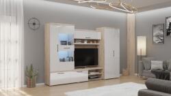  Bianka nappali szekrénysor artisan tölgy - magasfényű fehér 300 cm