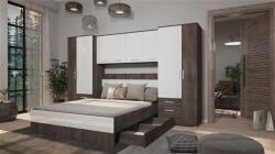 Wilson áthidalós szekrénysor iszap tölgy - MF fehér WX10 350 cm (Ágy nélkül)