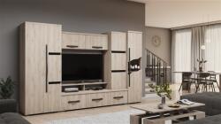  Edit nappali szekrénysor fehér tölgy - matt fekete 320 cm