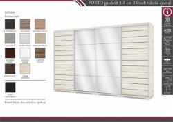 D1 Porto tolóajtós gardróbszekrény 318 cm +2 fózolt tükrös ajtó
