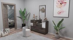  Garden fésülködő komód 130 cm tükörrel Iszap tölgy - magasfényű fehér