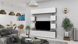  Livio 03 nappali szekrénysor 200 cm Iszap tölgy- magasfényű fehér