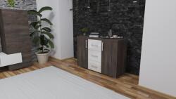 Kiss Zsolt Fonda komód 120 cm 36 mm tetővel Iszap tölgy - MF fehér