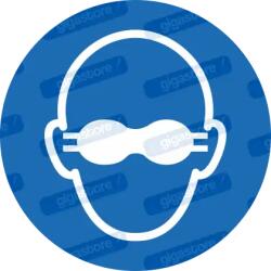  Viseljen szemvédőt piktogram matrica ISO 7010 M007 : Tábla-matrica mérete - 150 x 150 mm, Tábla-matrica típusa - matrica