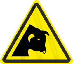 Szarvasmarha - Bika veszélye piktogram matrica W034 : Tábla-matrica mérete - 50 x 44 mm (4db), Tábla-matrica típusa - matrica