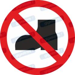 Cipő tilos piktogram matrica ISO 7010 P060 : Tábla-matrica mérete - 100 x 100 mm, Tábla-matrica típusa - matrica