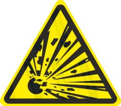  Robbanó anyagok veszélye piktogram matrica ISO 7010 W002 : Tábla-matrica mérete - 150 x 131 mm, Tábla-matrica típusa - matrica