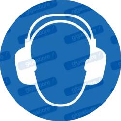  Viseljen fülvédőt piktogram matrica ISO 7010 M003 : Tábla-matrica mérete - 50 x 50 mm (4db), Tábla-matrica típusa - matrica