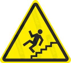 Vigyázz lépcső piktogram matrica : Tábla-matrica mérete - 200 x 175 mm, Tábla-matrica típusa - matrica