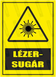  Lézersugár piktogram+felirat tábla matrica : Tábla-matrica mérete - 350 x 500 mm, Tábla-matrica típusa - 3mm pvc tábla