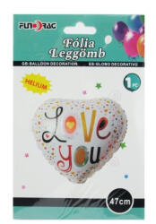 Fundrag Fóliás lufi szív alakú 47cm fehér Love you