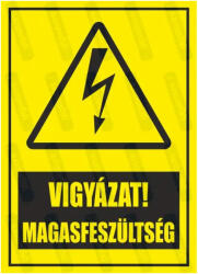  Vigyázat magasfeszültség hulladék piktogram+felirat tábla matrica : Tábla-matrica mérete - 350 x 500 mm, Tábla-matrica típusa - matrica
