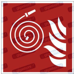  Nem csatlakoztatott tűzoltó tömlő piktogram matrica F019 : Tábla-matrica mérete - 150 x 150 mm, Tábla-matrica típusa - matrica